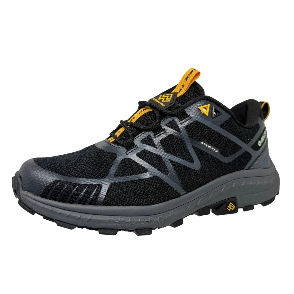 Hi-Tec Mauna Hiker WP Mens Sz 11 Waterproof Hiking Shoes Black Grey Yellow